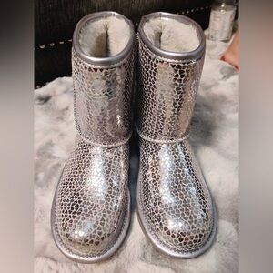 UGG Metallic Silver Ankle Boots